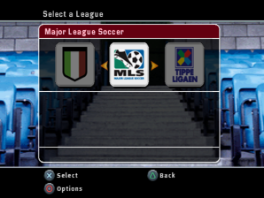 FIFA Soccer 2004 (PlayStation) screenshot: League selection.