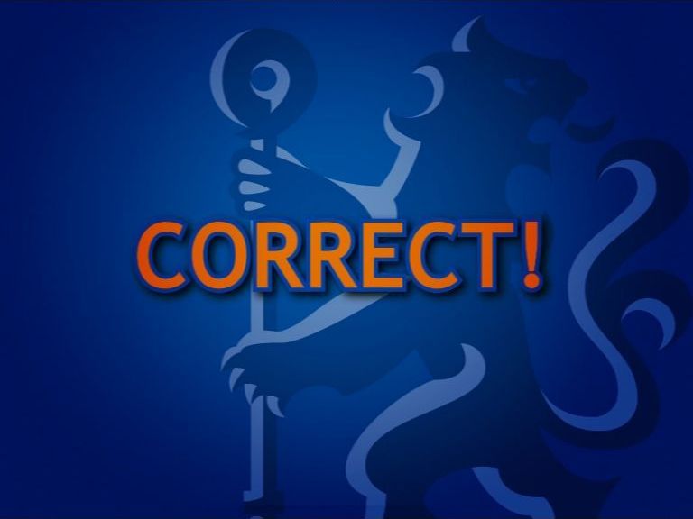 The Chelsea Challenge: Interactive Quiz DVD (DVD Player) screenshot: There's no doubt when a question has been answered correctly, or incorrectly