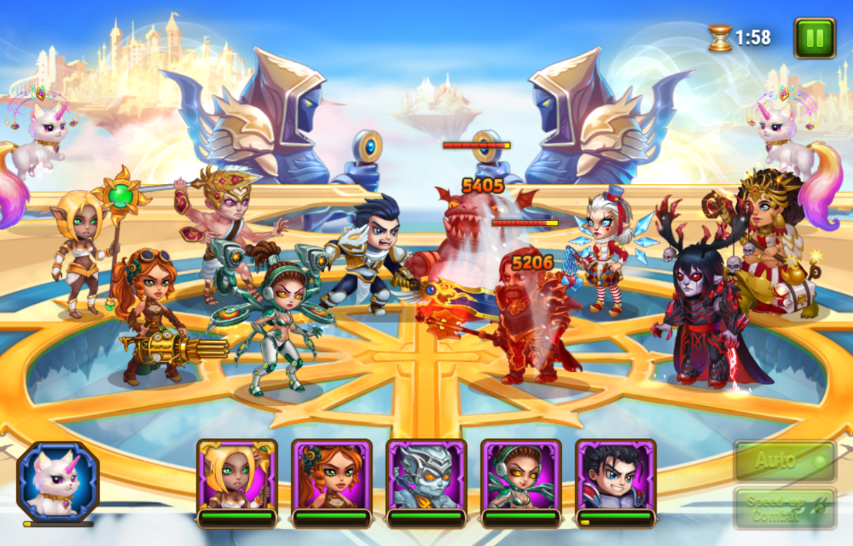 Hero Wars (Browser) screenshot: Fighting in the grand arena