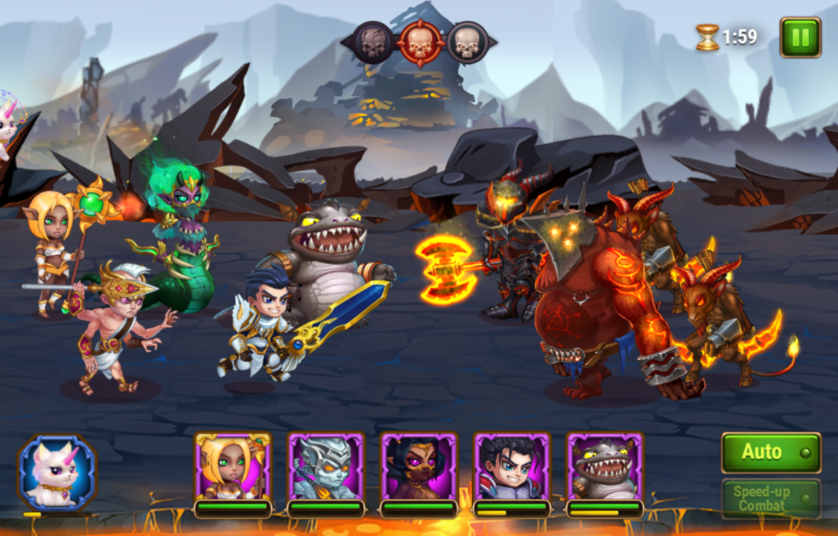 Hero Wars (Browser) screenshot: Fighting demons