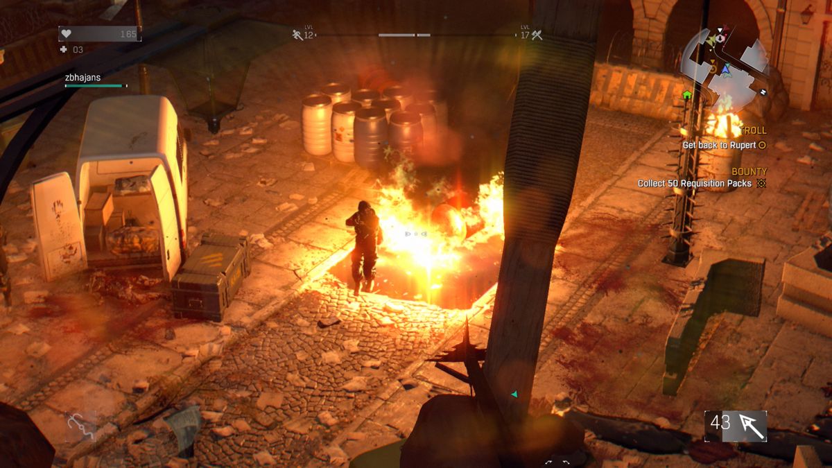 Dying Light: The Following - Enhanced Edition (PlayStation 4) screenshot: Dying Light: Burning the fuel barrels