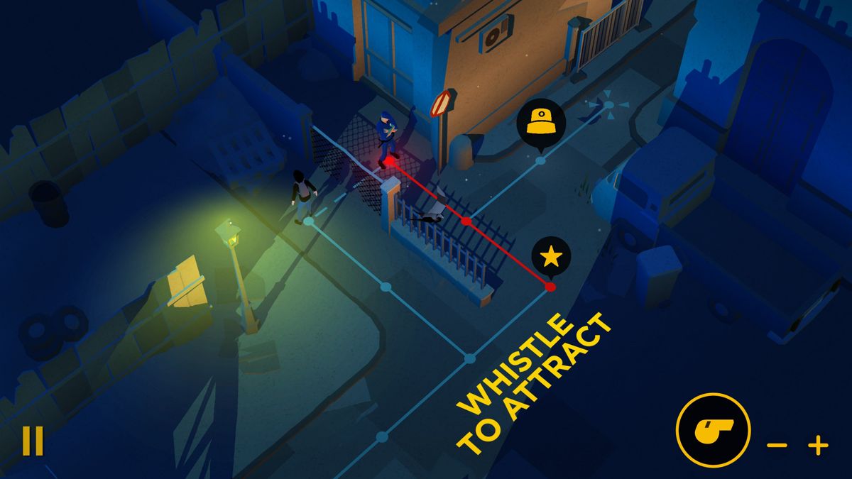 Vandals (Windows) screenshot: Whistle to lure the policeman away.