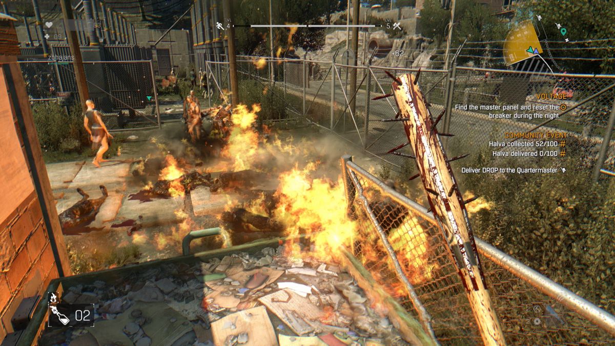 Dying Light: The Following - Enhanced Edition (PlayStation 4) screenshot: Dying Light: Fire works well against the group