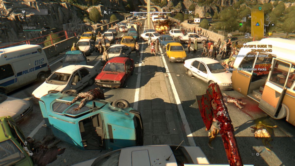 Dying Light: The Following - Enhanced Edition (PlayStation 4) screenshot: Dying Light: This highway is a bit overcrowded