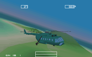 Ka-50 Hokum (DOS) screenshot: External view of the Hip during mission