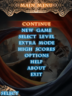 Prince of Persia (J2ME) screenshot: Main Menu