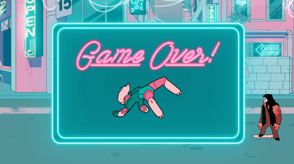 Roller Riot (Browser) screenshot: Game Over!