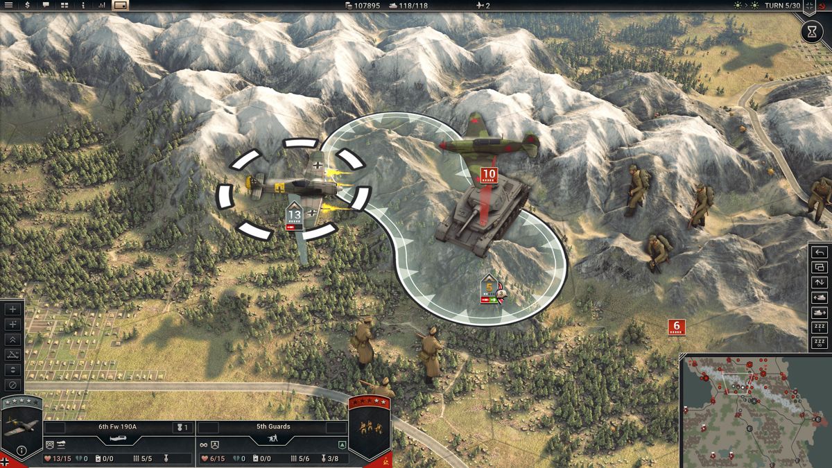 Panzer Corps 2 (Windows) screenshot: Close up on a dogfight