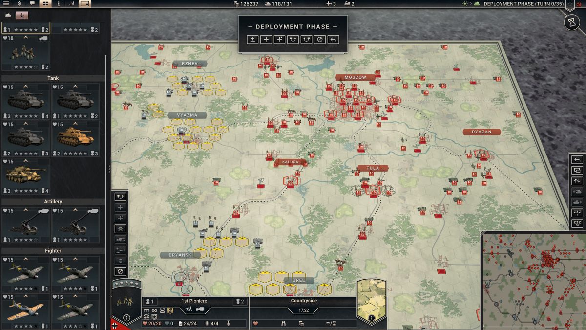 Panzer Corps 2 (Windows) screenshot: Unit deployment for an assault on Moscow