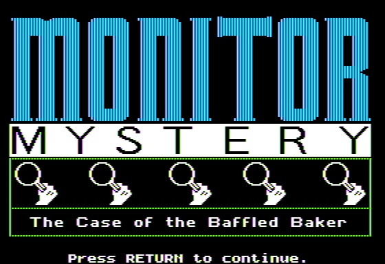 Microzine #39 (Apple II) screenshot: Monitor Mystery - Title Screen