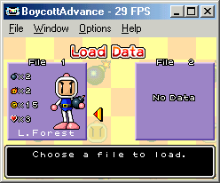 Bomberman Tournament (Game Boy Advance) screenshot: Loading a game...