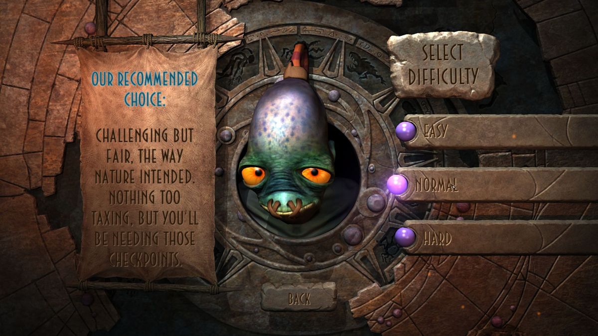 Oddworld: Abe's Oddysee - New 'n' Tasty! (Windows) screenshot: There are three levels of difficulty