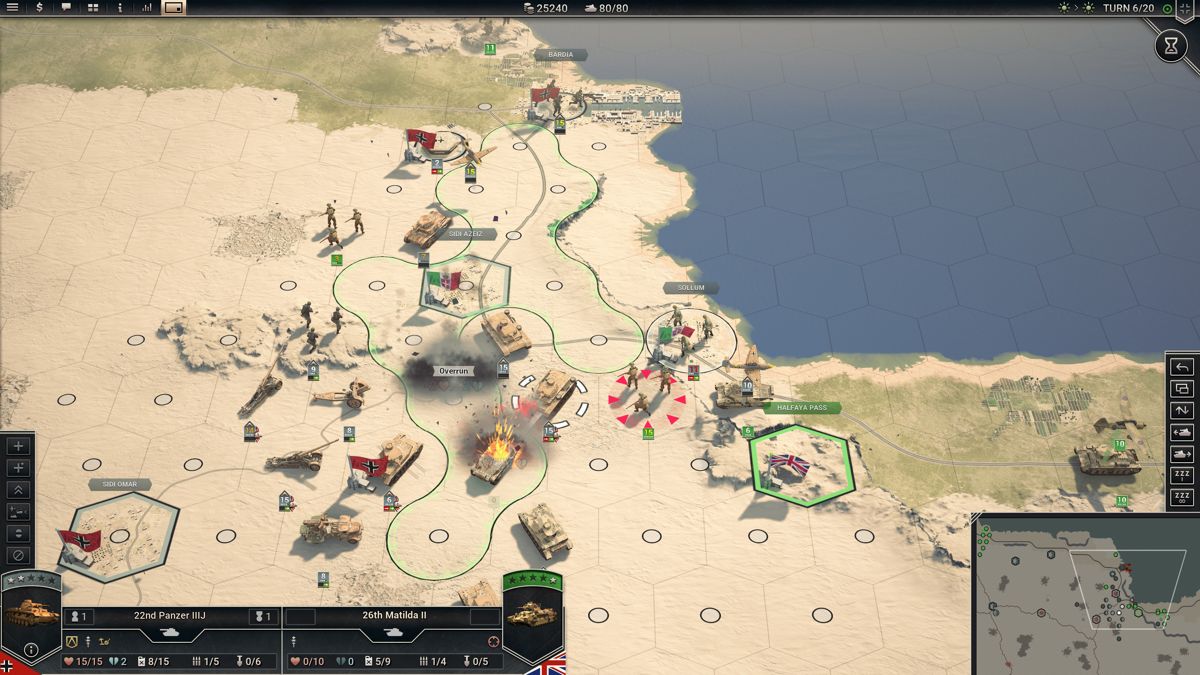 Panzer Corps 2 (Windows) screenshot: Taking the Halfaya Pass