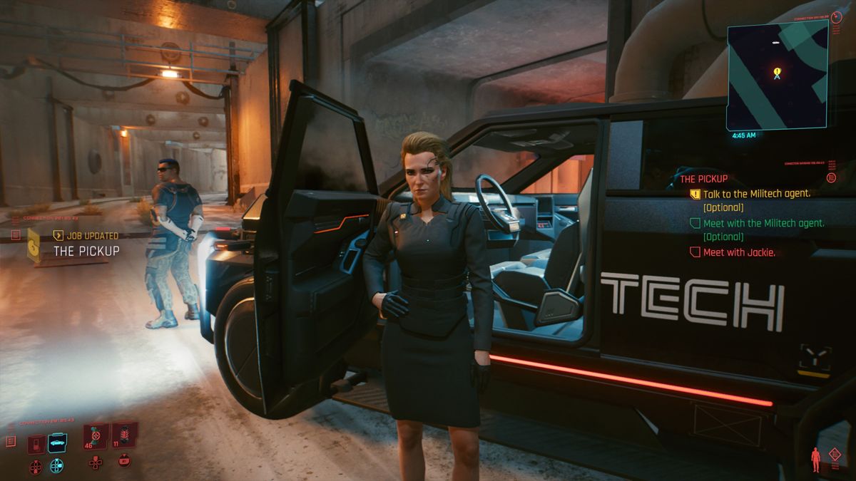 Cyberpunk 2077 (PlayStation 4) screenshot: Optional meeting with the Militech agent