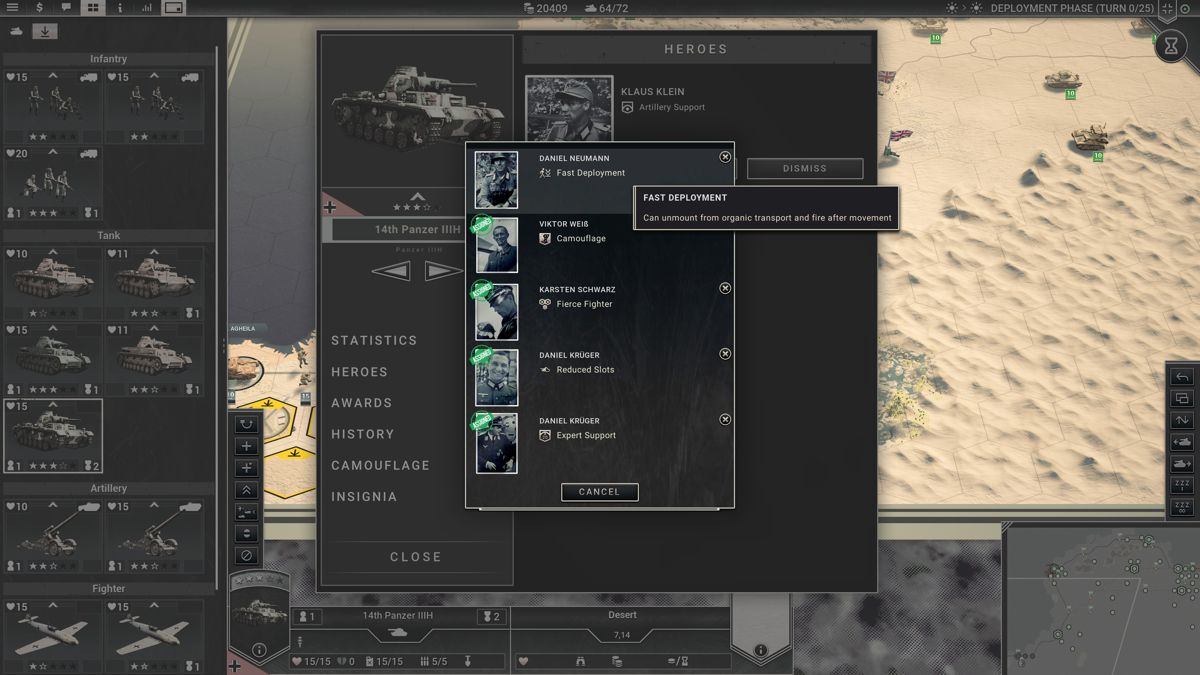 Panzer Corps 2 (Windows) screenshot: Heroes are awarded at the beginning of each mission