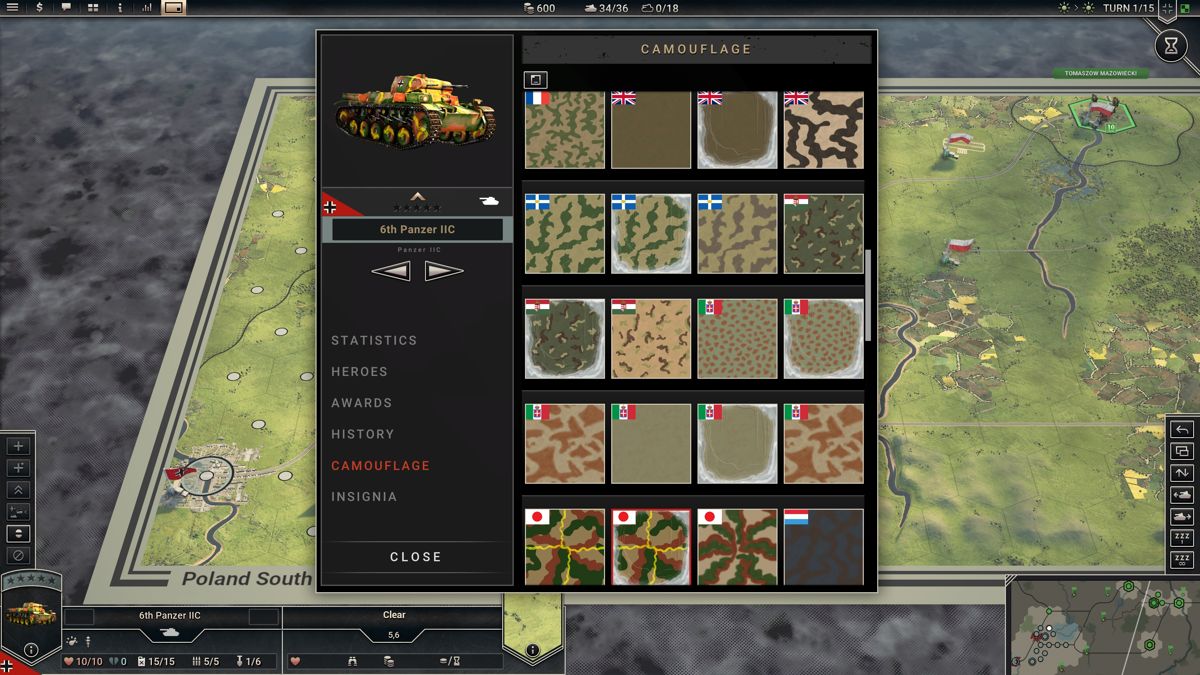 Panzer Corps 2 (Windows) screenshot: Unit camouflages have purely aesthetic purpose