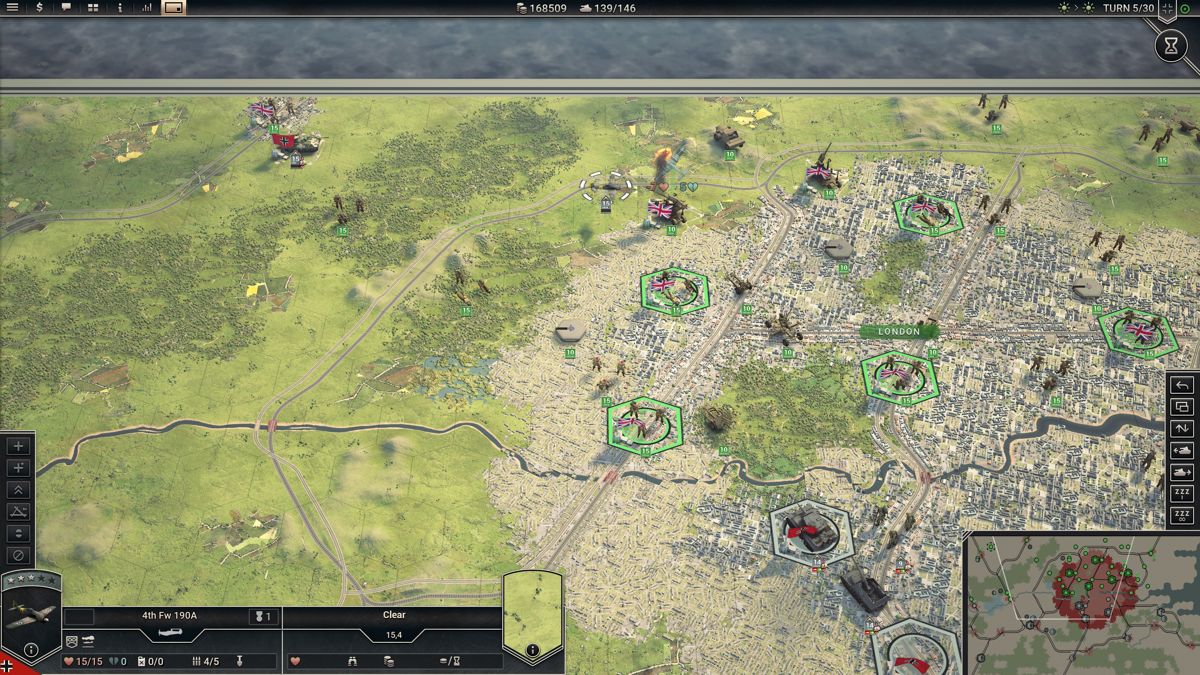 Panzer Corps 2 (Windows) screenshot: London is a very big city where panzers will have a hard time fighting so infantry will have to do most of the grunt work