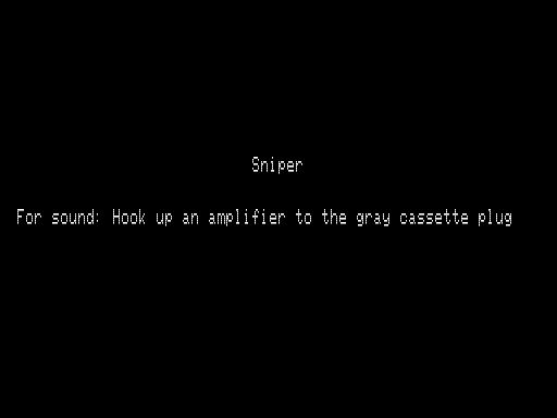 Sniper (TRS-80) screenshot: Title Screen