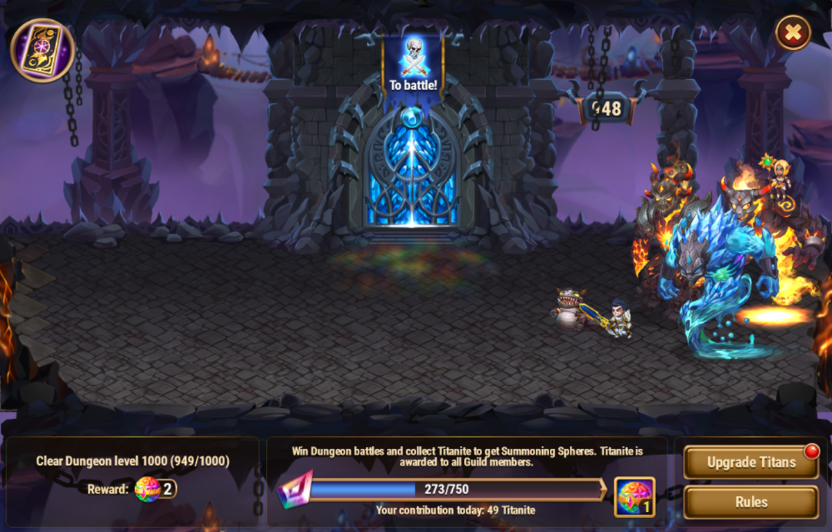 Hero Wars (Browser) screenshot: Walking in the dungeons