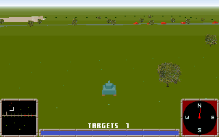 Annihilator Tank (DOS) screenshot: Here, we're intercepting an enemy convoy. Enemy tanks can move between waypoints, but the AI is generally rather limited.