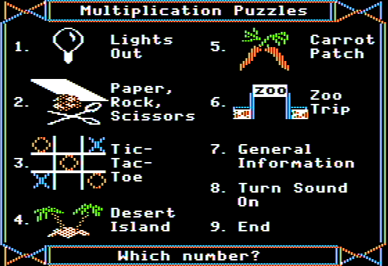 Screenshot of Multiplication Puzzles (Apple II, 1985) - MobyGames