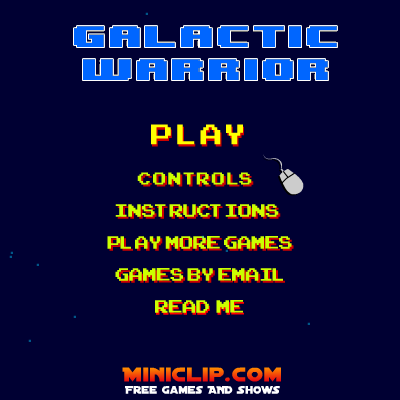 Galactic Warrior (Browser) screenshot: Main Menu
