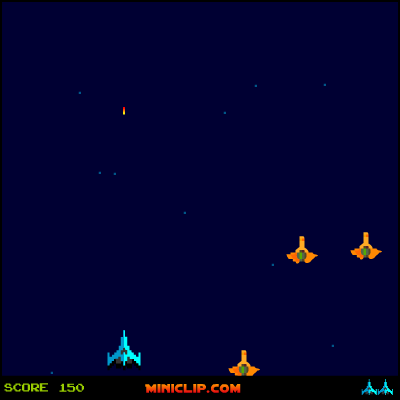 Galactic Warrior (Browser) screenshot: Enemies keep reappearing until they are destroyed.