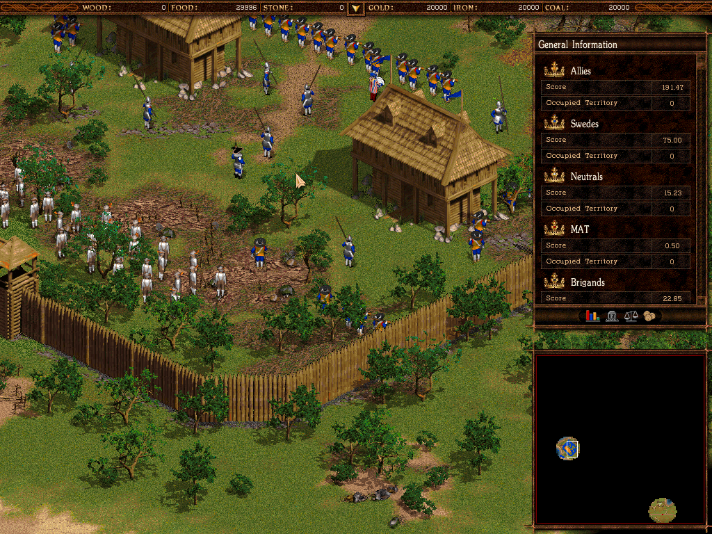 Cossacks: The Art of War (Windows) screenshot: Checking the list of present troops and allies