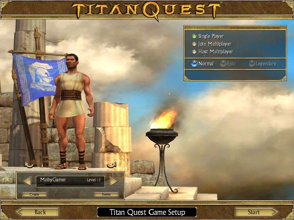 Titan Quest (Windows) screenshot: Or you can choose a male character.