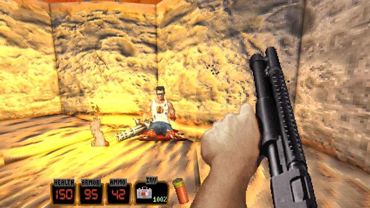 Duke Nukem 3D: 20th Anniversary World Tour (Windows) screenshot: OK, I wasn't expecting to find Serious Sam himself here.