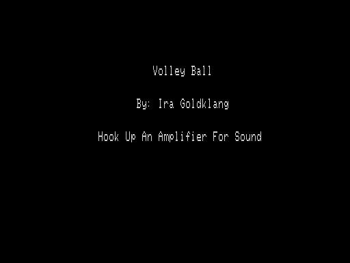 Volley Ball (TRS-80) screenshot: Title Screen