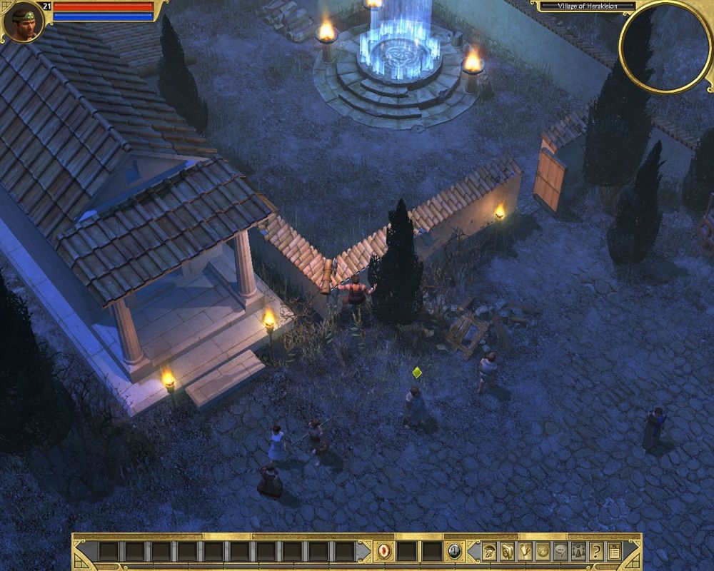 Titan Quest (Windows) screenshot: Mystery night in Greece