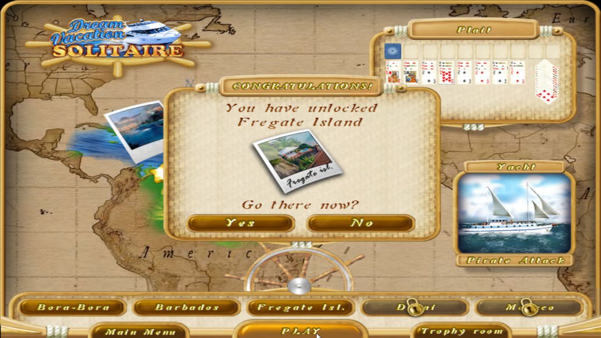 Dream Vacation Solitaire (Windows) screenshot: It is possible to hop to another island before finishing the current island.