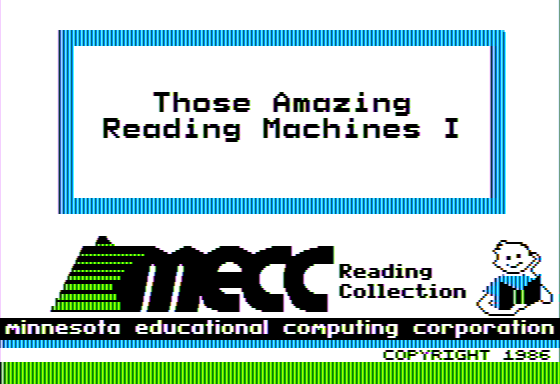Those Amazing Reading Machines I (Apple II) screenshot: Title Screen