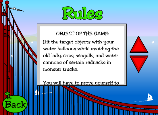 Golden Gate Drop (Browser) screenshot: Screen with rules - described very precisely