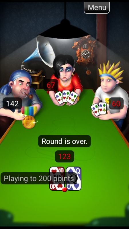 Mau Mau (Android) screenshot: A round is over.