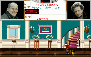 Home Alone (DOS) screenshot: Would you like to place a skateboard here? (MCGA/VGA)