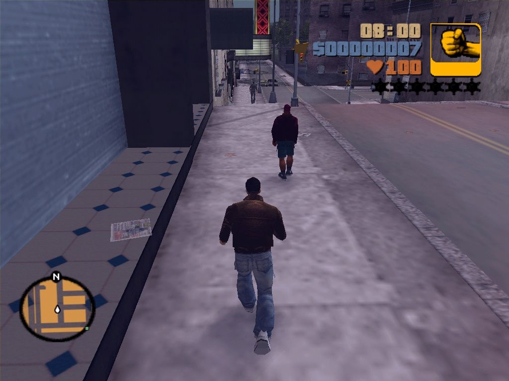Grand Theft Auto III (Windows) screenshot: Walking the streets, enjoying the newfound freedom.