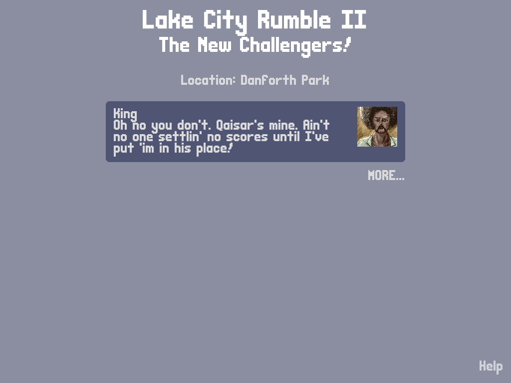 Lake City Rumble II: The New Challengers! (Browser) screenshot: Banter with your first opponent.
