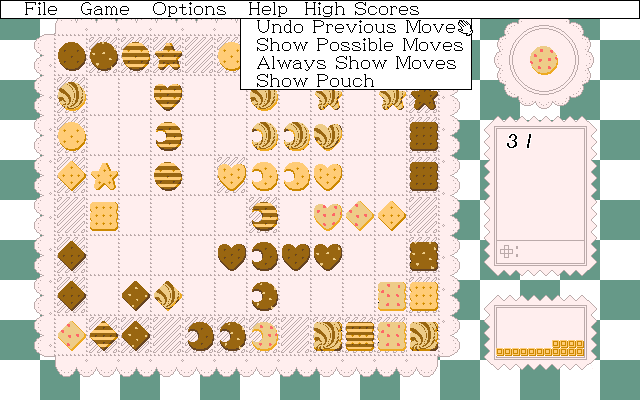 Ishidō: The Way of Stones (PC-98) screenshot: Cookie stoneset; Help menu