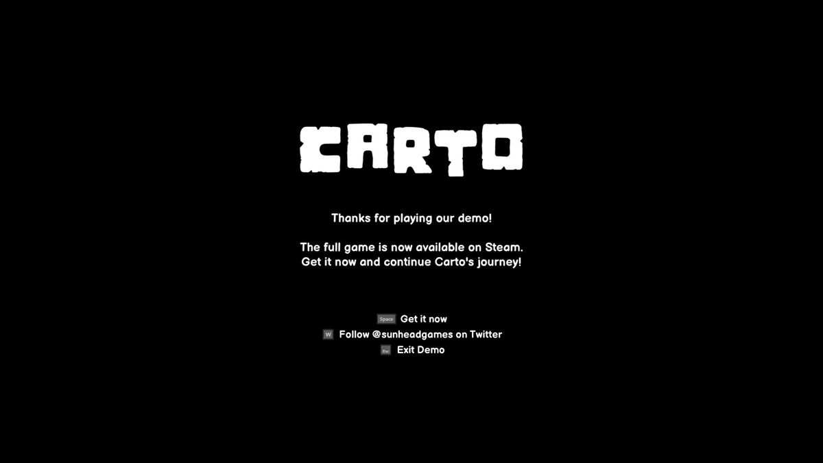 Carto (Windows) screenshot: Game Over! <br><br>Demo version
