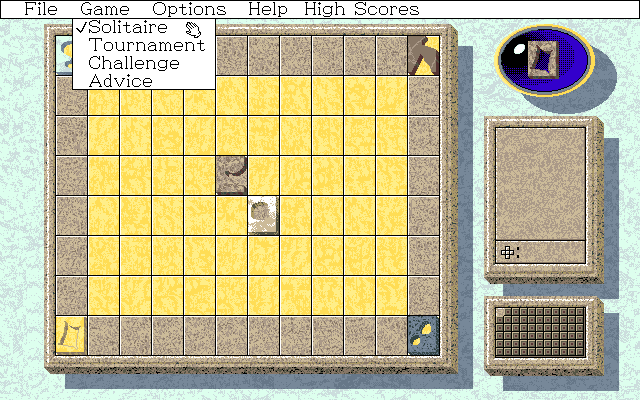 Ishidō: The Way of Stones (PC-98) screenshot: Default stoneset (Aeon); Game modes menu