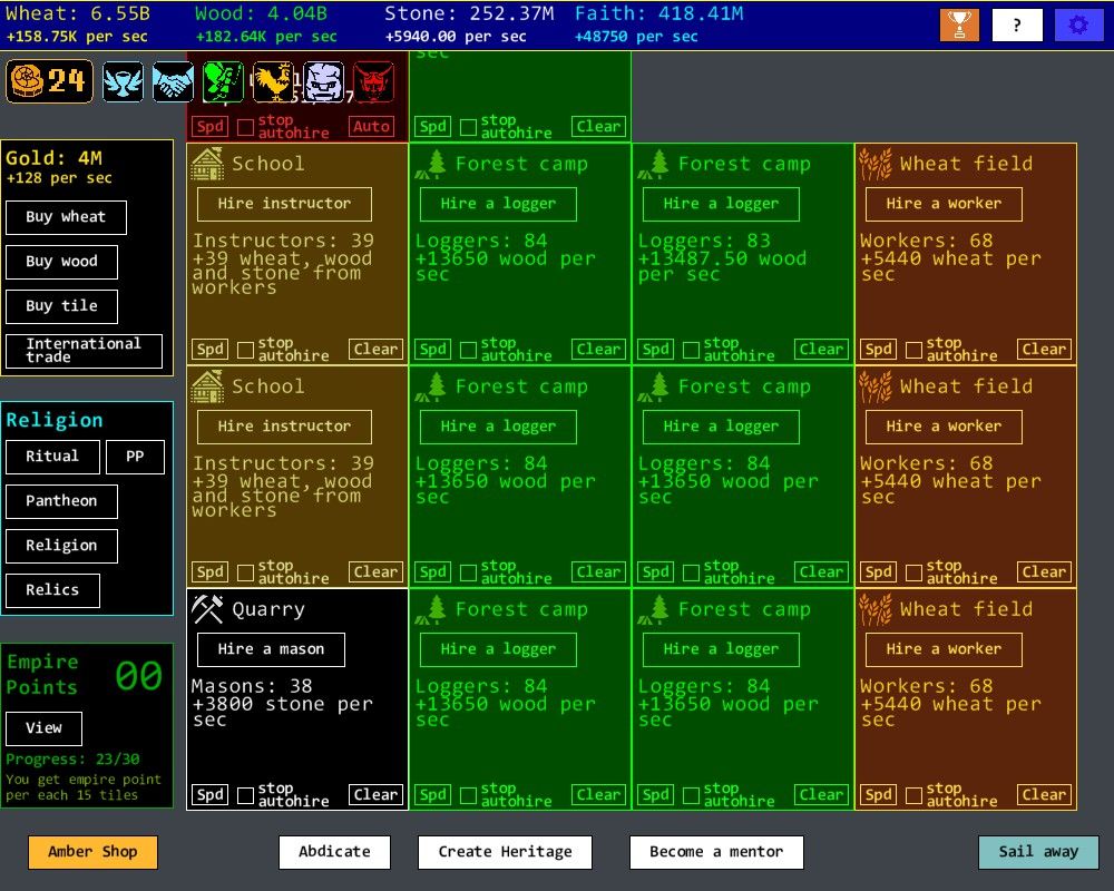 Territory Idle (Windows) screenshot: Main game