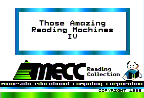 Those Amazing Reading Machines IV (Apple II) screenshot: Title Screen