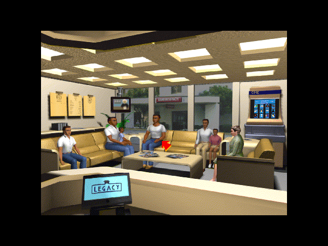 Emergency Room (DOS) screenshot: Pick a patient from the lobby