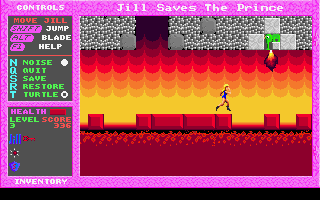 Jill of the Jungle: Jill Saves the Prince (DOS) screenshot: Lava!