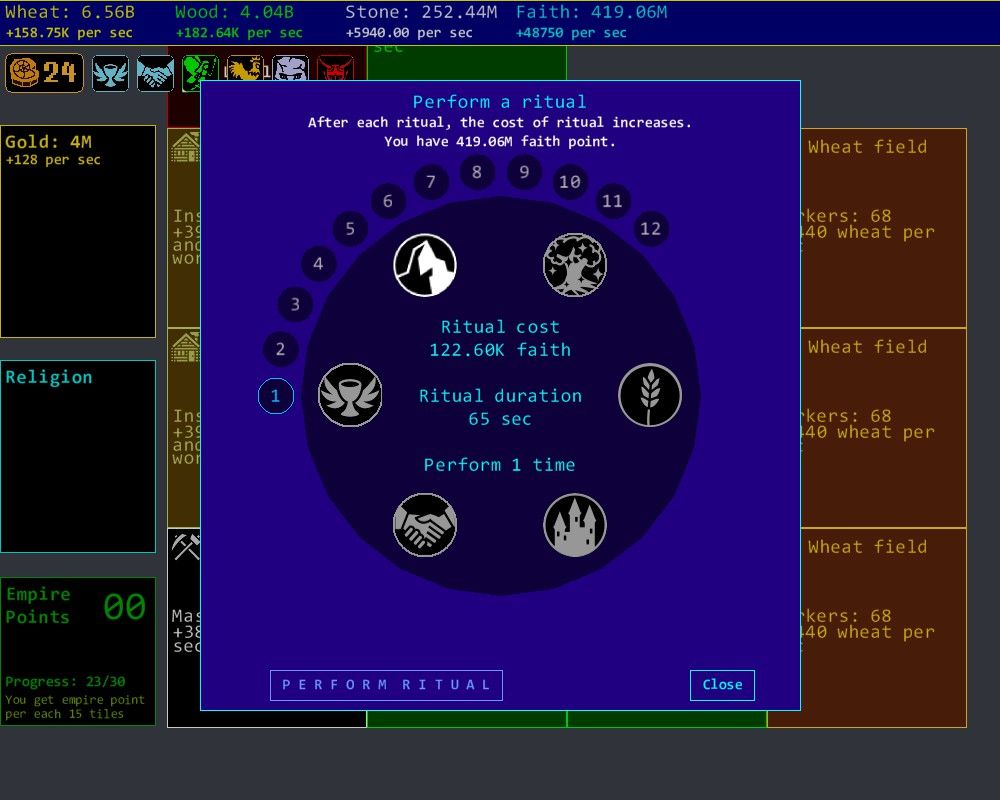 Territory Idle (Windows) screenshot: Casting ritual