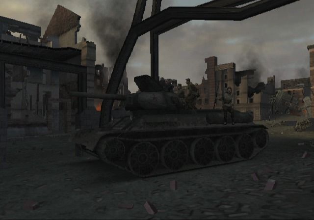 Call of Duty: Finest Hour (PlayStation 2) screenshot: This Soviet tank is in need of repair