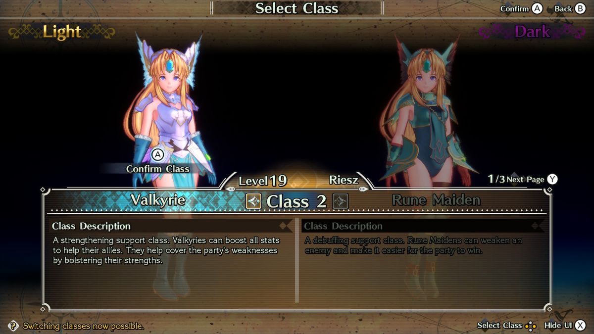 Trials of Mana (Nintendo Switch) screenshot: Valkyrie or Rune Maiden....make your choice