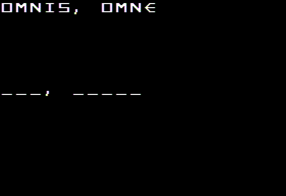 The Latin Hangman (Apple II) screenshot: Translating a Latin Word